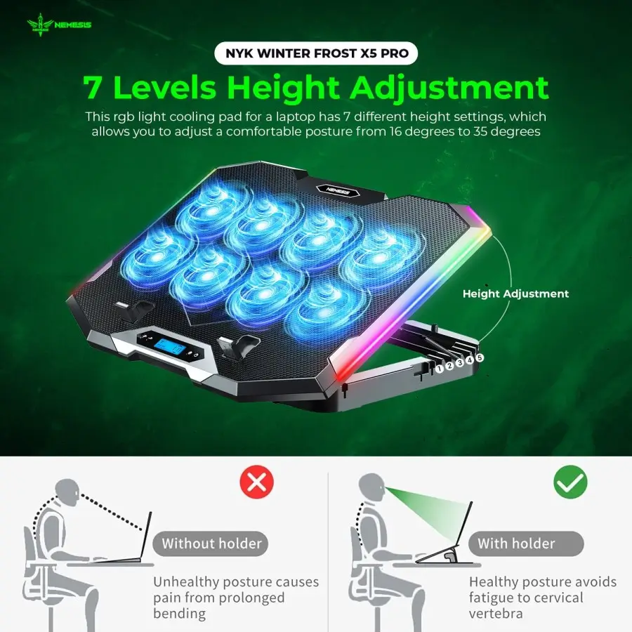 gaming laptop coolingpad di toko komputer semarang NYK Nemesis Cooling Pad WINTER FROST X5 PRO