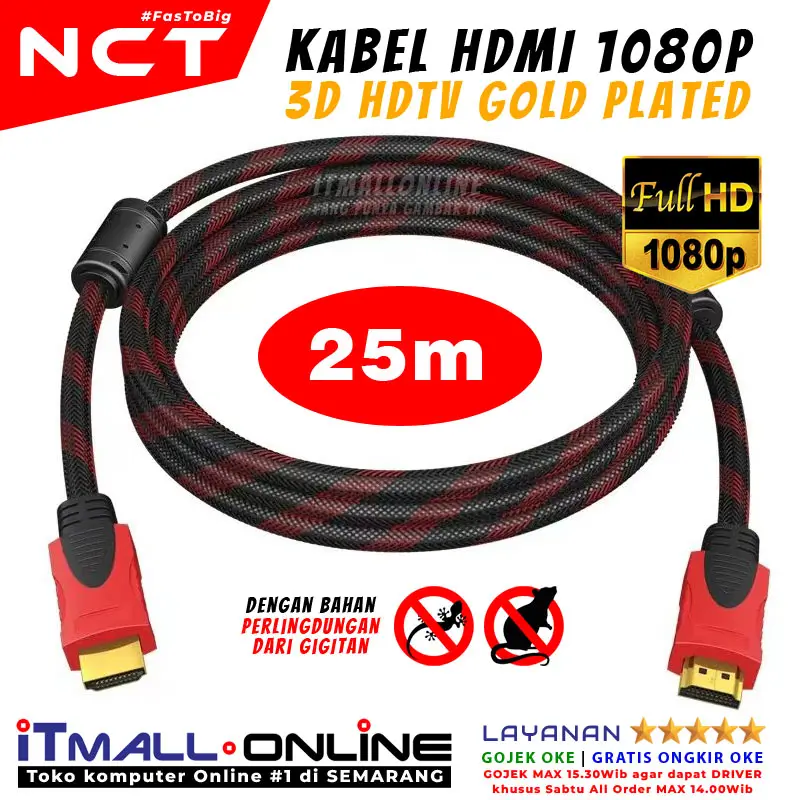 kabel hdmi nct 25m gold braided