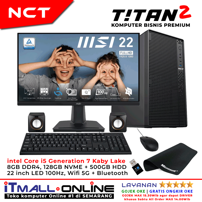 jual pc komputer rakitan siap pakai core i5 gen 7 Kaby Lake NCT Titan 2