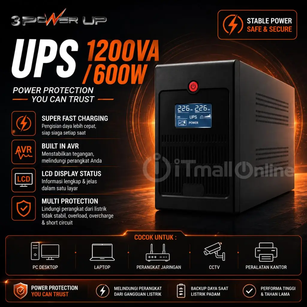 jual UPS 3PowerUp 1200VA 600W itmallonline semarang
