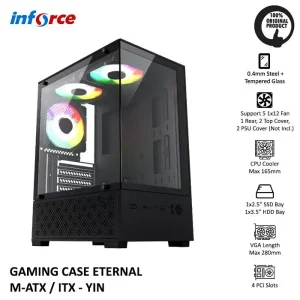jual casing pc gaming INFORCE ETERNAL Yin hitam