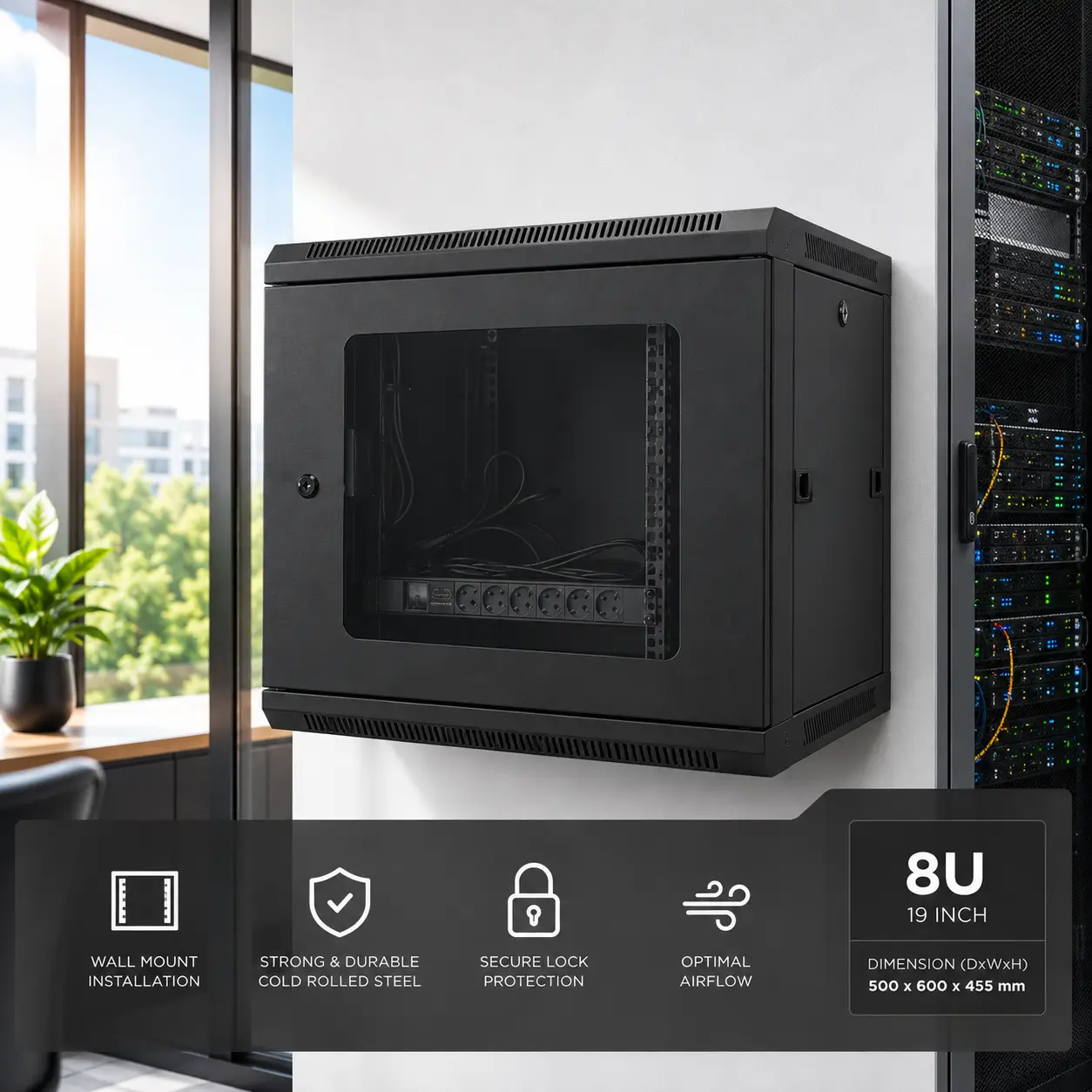 Wallmount Rack 19 inch 8U